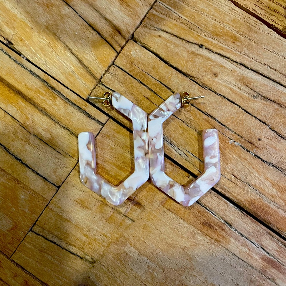 Madewell Marble Print Geometric Hoops